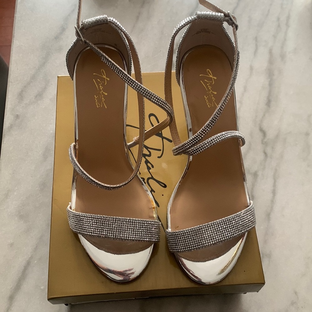 Silver strap sexy heels